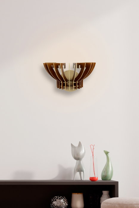 Opviq Lámpara de Pared Crown Sconce Nogal